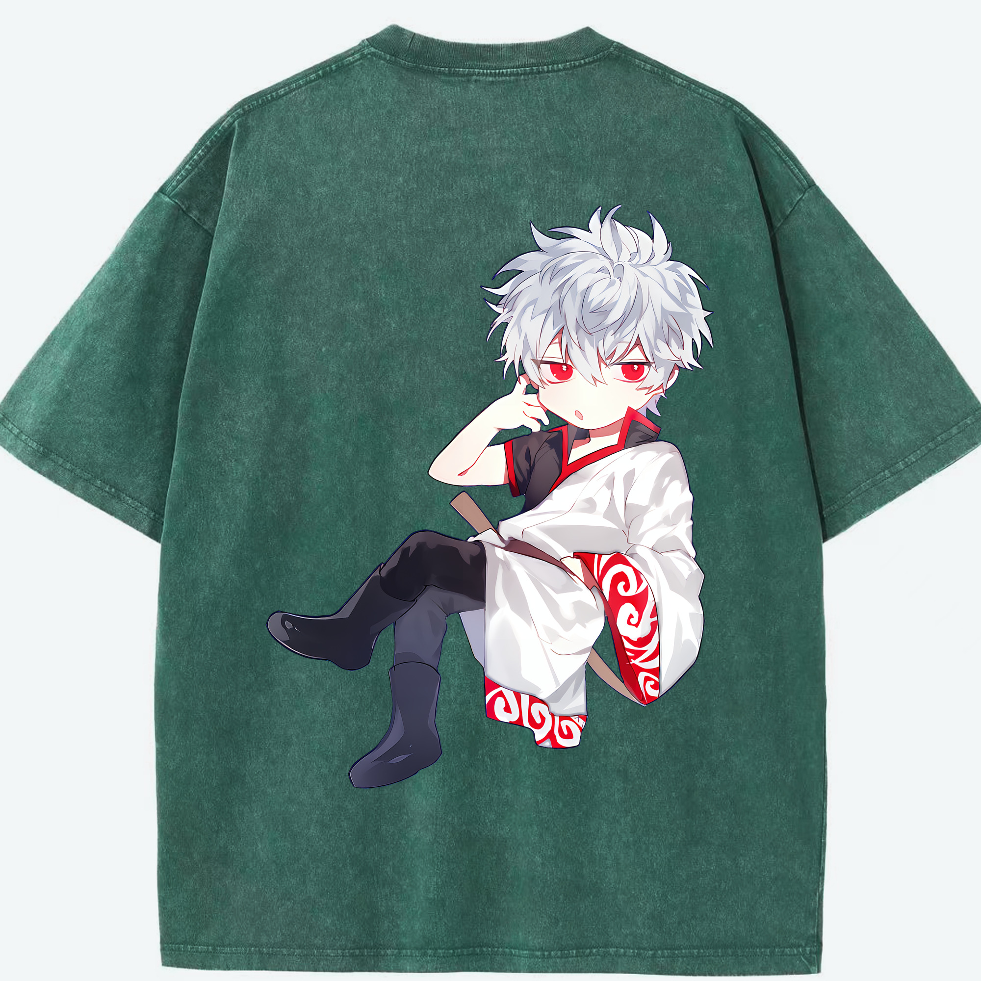 （画像用） ぎんたま 坂田銀時（さかたぎんとき） 神楽 志村新八（しむら しんぱち） GINTAMA Sakata Gintoki Kagura Shimura Shinpachi 綿100% ヴィンテージ風 半袖Tシャツ（背面プリント）